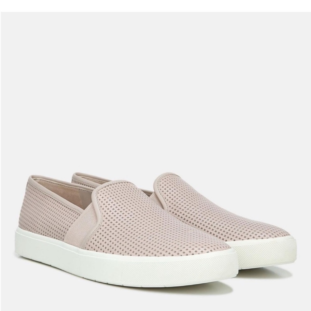 Vince Blair Perforated Leather Platform Slip On Sneakers Taupe 11